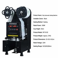 Machine de scellage thermique entièrement automatique pour gobelets en plastique, idéale pour les boissons, les jus, le bubble tea, et les mini-gobelets à induction.