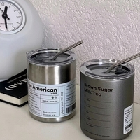Gobelet isotherme tendance en acier inoxydable avec paille réutilisable 350ml 600ml pour les voyages urbains et les activités de plein air, vente en gros, logo personnalisé