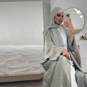 Ultimo Kimono Glitter Abaya stampa a caldo 2024 islamico manica a pipistrello Abaya Femmes Robe Musulmane Open Abaya