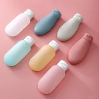 Ensemble de flacons cosmétiques de voyage en silicone et plastique vides de 60 ml, kit d'emballage pour shampoing, gel douche, après-shampoing