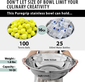 Bát thép không gỉ Home & Thương mại <span class=keywords><strong>16</strong></span> <span class=keywords><strong>QT</strong></span> 15 L Made in Hàn Quốc cao cấp Bát thép không gỉ - Product Image 3