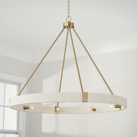 Lighting Company Maison contemporaine personnalisée Lustre à 8 lumières de haute qualité en tissu suspendu blanc chaud pour le salon