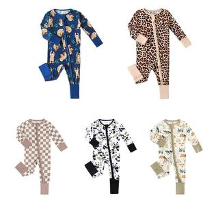 Pyjama en bambou biologique avec <span class=keywords><strong>fermeture</strong></span> éclair, Combinaison de nuit pour bébé, Combinaison pour nouveau-né, Combinaison de couchage pour bébé, Vêtements pour bébé à impression personnalisée - Product Image 5