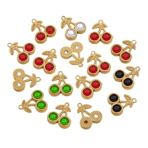จี้เชอร์รี่เคลือบทอง 18K แบบ PVD หลากหลายแบบสำหรับทำเครื่องประดับ DIY |   กันน้ำ ป้องกันการแพ้ และไม่ซีดจาง - Product Image 1