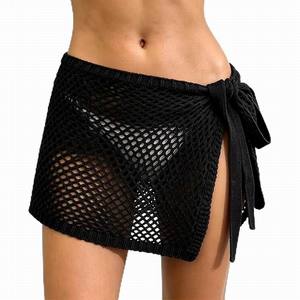 17 Years Factory Custom logo <strong>Crochet</strong> Sexy Wrap <strong>Skirt</strong> Side Tie Knit <strong>Mesh</strong> Bikini Cover up Adjustable Waist <strong>Skirt</strong> for Women - Product Image 5