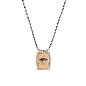 热卖18k镀金太阳月亮心形蓝色邪恶眼珐琅塔罗项链时尚吊坠镶嵌锆石项链 - Product Image 5