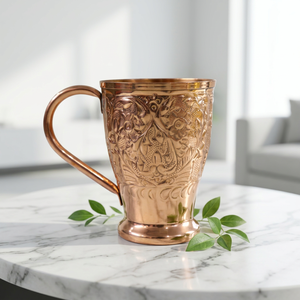 EVANA IMPEX Taza Moscow Mule de Cobre con Grabado Floral, Diseño para Restaurante y Bar, Vasos de Vino Martillados, Antiderrames, Duraderos - Product Image 1
