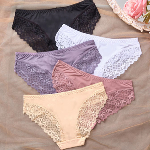 562 charmant dentelle femmes sous-vêtements Transparent dentelle conception doux confortable mi-taille grandes tailles slips pour dames - Product Image 1
