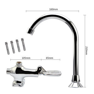 Moderne Enkelgat Messing Medische Kraan Voetbediende Touchless Bassin Kranen Met Pedaal Enkelvoudige Handgreep Kraan Ontwerp - Product Image 1