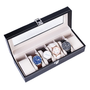 Wholesale Stock Black PU Leather <strong>Watch</strong> Box with Lock and Window Cheap Square <strong>Case</strong> 2/3/<strong>4</strong>/5/6/10/12/20/24 Slots for <strong>Watches</strong> - Product Image 4