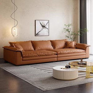 Canapé en cuir style italien moderne, anti-griffures pour chat, double coussin, 3-4 places, pour salon grand ou petit - Product Image 4