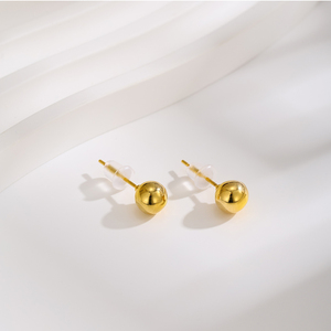 Pendientes Stud Oro Amarillo 5mm Pendientes De Oro 9 Quilates Para Hombre - CZ Redondo Transparente 5mm, Estilo Stud, Diseño Clásico Pendientes Transparentes 5 Mm Hombre
