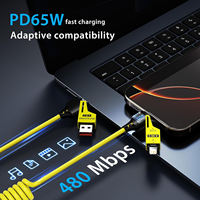 Câble USB C à ressort 4 en 1, vente chaude, 1,5 m, 180 degrés rotatif, charge rapide 3A, transfert de données pour téléphone portable et appareils photo