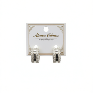 Orecchini Huggie Abrava Cibaca in argento 925 placcato rodio con cristalli, classici da donna per l'uso quotidiano - Product Image 1