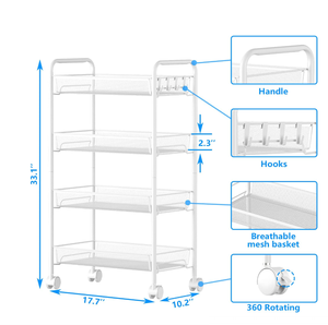 Carrello portaoggetti con ruote, cestini in filo metallico, organizer da ufficio, accessori da cucina in ferro - Product Image 4