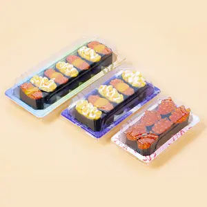 Small Black Sushi Trays with Lid Disposable Sushi Packaging Box