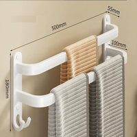 Porte-serviettes blanc sans perçage, double couche, auto-adhésif, à fixer au mur pour la salle de bain