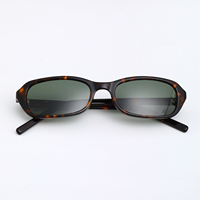 Lunettes de soleil Lbashades 2505 Classic Brand Square Retro Oval, UV400, pour femmes et hommes, polarisées, petite monture fine, fabriquées à la main en acétate.
