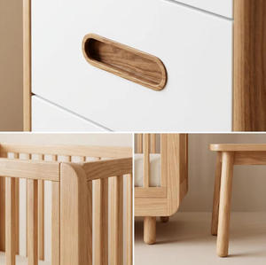 New Model Convertible Crib Newborn Co Sleeping Safety Height Adjustable 3 in 1 Solid Wood Modern Design Baby <strong>Cot</strong> Toddler Bed Set - Product Image 4