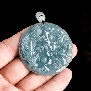 Naturale giadeite blu acqua drago e fenice ciondolo uomo e donna generale giada all'ingrosso LP12 - Product Image 4