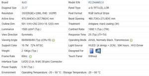 P215HAN02.0 02 Módulo de Pantalla LCD FHD de 21.5 Pulgadas, 1500cd/m², LVDS, Eficiencia de Trabajo Continuo para Pantallas de Control Inteligente Integradas - Product Image 3