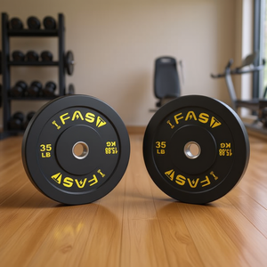 FAST 35lb Rubber Bumper <b>Weight</b> <b>Plates</b> for Home Gym Strength Training, Steel Insert, 2-Inch Diameter, Ideal for Bench Press and O - Product Image 2