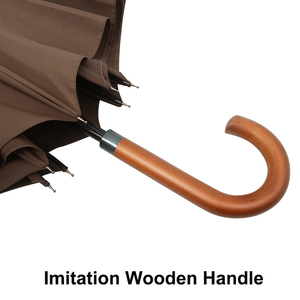 Promozione all'ingrosso manuale aperto J manico in legno 8K di alta qualità in fibra di carbonio donna donna ragazza ombrello dritto con Logo - Product Image 5