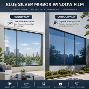 Película para Ventanas con Efecto Espejo, Bloqueo <span class=keywords><strong>de</strong></span> Rayos UV, Tinte Solar Reflectante, Ahorro <span class=keywords><strong>de</strong></span> Energía, Rollo <span class=keywords><strong>de</strong></span> Película Arquitectónica para <span class=keywords><strong>Vidrio</strong></span> - Product Image 4