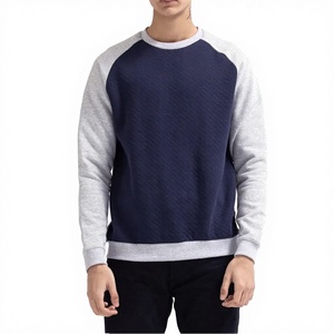 Sudadera de Felpa 100% Algodón de Alta Calidad para Hombre, Manga Raglán, Cuello de Dos Tonos, Logotipo Personalizado Bordado, Transpirable, Informal - Product Image 3