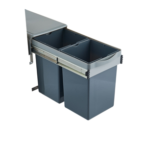 Factory Plastic Bin 2 Compartment Eco Friendly Pull Out Waste Bin Attached To The Door Built-In Waste Bin