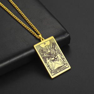 新款复古卡片深奥主义珠宝领子塔罗牌护身符主要的奥卡内斯吊坠不锈钢塔罗牌项链 - Product Image 6