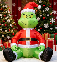 Déguisement gonflable du Grinch assis avec lumières LED intégrées pour la décoration de Noël et comme accessoire de jardin