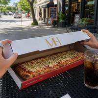 Boîte à pizza coulissante de 25 cm – Personnalisable, réutilisable, écologique, mate, rectangulaire, en papier, pour collations, livraison rapide