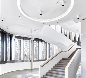 ECOJAS-lámpara colgante de anillo comercial, luz colgante redonda de 95-277V, LED moderno, artes <span class=keywords><strong>y</strong></span> artesanías personalizadas, aluminio, 80-120ra, PMMA - Product Image 2