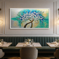 Peinture à l'huile abstraite de fleurs en 3D peinte à la main, peinture au couteau sur toile, décoration murale pour le salon, décoration de la maison