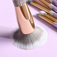 Nouveau Kit de 10 Pinceaux de Maquillage Transfrontaliers en Fibres Synthétiques Violet Clou de Girofle avec Manches en Plastique et Strass, Incluant un Seau de Rangement