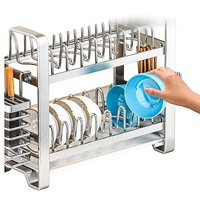 Étagère de rangement multifonctionnelle rectangulaire en acier inoxydable YOTO pour vaisselle, égouttoir multi-niveaux pour comptoir