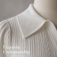 Pull en tricot pour femme à manches courtes, col polo, motif jacquard ajouré, idéal pour un style sophistiqué au quotidien
