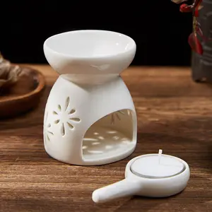 Home Decor Ceramic Hollow Tealight Candle Holder Essential Oil Incense Aroma Diffuser Furnace Burner Incense Burners Holder