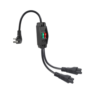 Cable de extensión de alimentación en Y con enchufe angulado de 3 clavijas estadounidenses, dos puertos IEC C5 con interruptores separados para computadora portátil, impresora y luces LED - Product Image 3