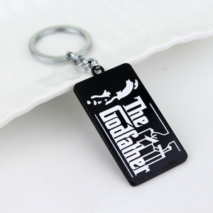 En stock, vente en gros, porte-clés rectangulaire en alliage avec logo The Godfather - Product Image 2