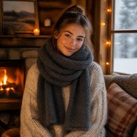 1/14Nm Charcoal Grey Chenille Yak-like Recycled Polyester Vegan Dyed Rugged Fancy Yarn-High Warmth