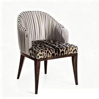 Nouvelle Chaise de Salle à Manger de Style Nordique, Luxe, en Tissu Similicuir Imprimé Léopard, Bois de Frêne Massif, pour Villa