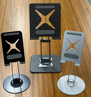 Luxe 360 °   Support de téléphone et tablette portable en alliage d'aluminium pliable à hauteur réglable rotatif Utilisation sur le bureau Support métallique