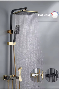 Ensemble <span class=keywords><strong>de</strong></span> <span class=keywords><strong>douche</strong></span> moderne <span class=keywords><strong>de</strong></span> luxe en laiton noir et or, avec jets <span class=keywords><strong>de</strong></span> massage, 4 modes, eau froide et chaude, robinet <span class=keywords><strong>de</strong></span> <span class=keywords><strong>douche</strong></span> pour baignoire, <span class=keywords><strong>barre</strong></span> coulissante - Product Image 3