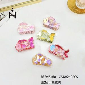 Clip per capelli a forma di artiglio di pesce da 8 cm, colorati, per donne e ragazze, grazioso accessorio per capelli a forma di pesce - Product Image 3