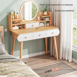Bàn trang điểm phòng ngủ tối giản hiện đại có gương trang điểm có đèn, bàn tích hợp nhỏ gọn cho phòng cho thuê - Product Image 3
