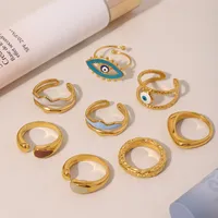 Verstellbarer Unregelmäßiger Welliger Hellblauer Öltropfen-Edelstahlring Offener Ring Trendiger Modeschmuck für den Alltag