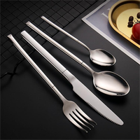 304 Utensis miroir polonais pièce couverts 4 pièces couteau fourchette et cuillère plaqué or argent acier inoxydable bas quantité minimale de commande élégant Camping