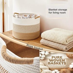 Wholesale 70L Extra Large Cotton Rope Laundry <strong>Basket</strong> Eco-Friendly Woven Storage <strong>Hamper</strong> <strong>for</strong> Nursery Toys Blankets Organizer - Product Image 4